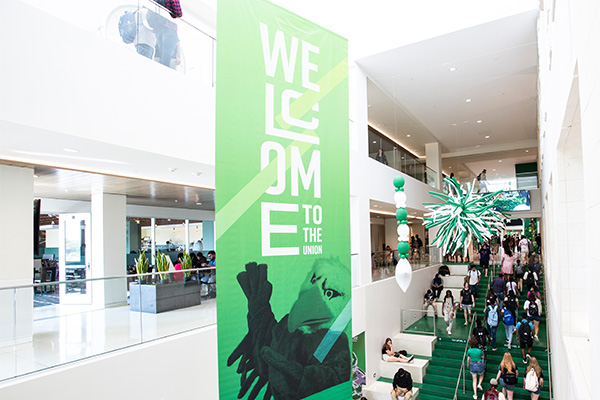 Welcome banner at the UNT Union