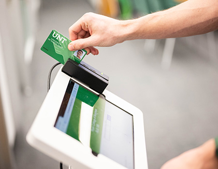 Student swiping card